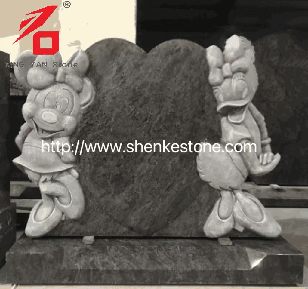चीन झिंगियान मिनी आणि डेझी कार्टून थीम स्टोन कोरीव्हिंग टॉम्बस्टोन